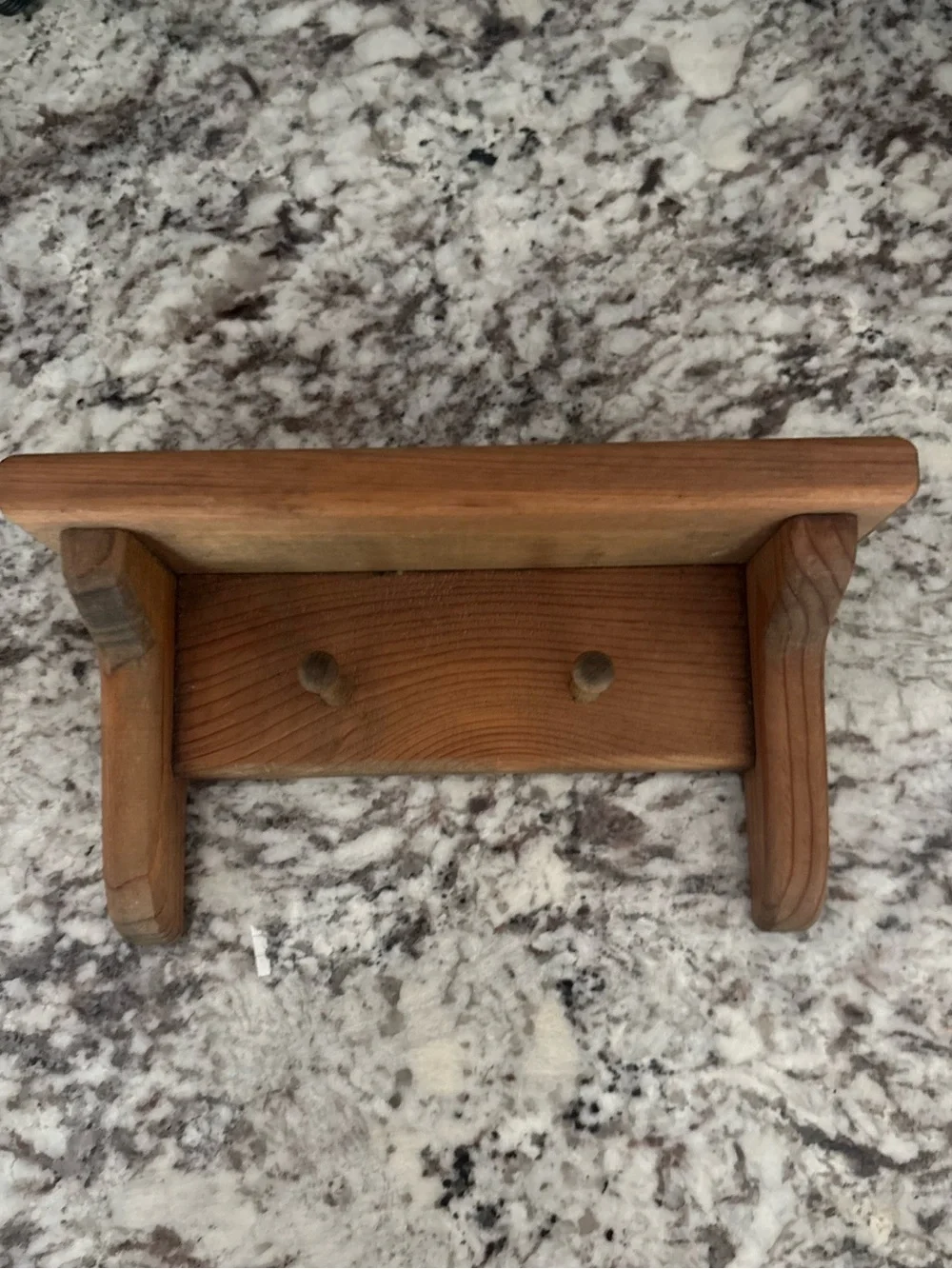 Natural Wood Wall Shelf with Pegs - Natural Brown
